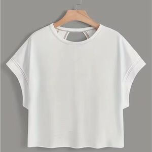 White Short Sleeve Cutout Back Women’s Top